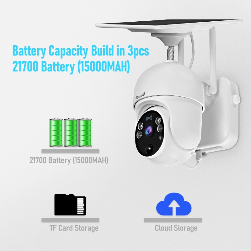 JideTech 2MP WiFi Wireless Solar Camera Outdoor PTZ with 15000mAh