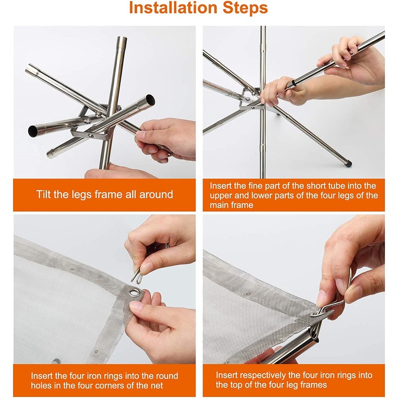 KAHEIGN Portable Outdoor Fire Pit, 42CM Foldable Stainless Steel Mesh