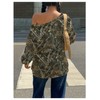 RoseSeek Women's Off Shoulder Camo Graphic Sweatshirts Long Sleeve Loose