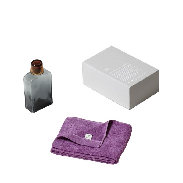 ideaco Gift Mouthwash Bottle & Senshu Face Towel Lavender Set of 2 Total (MOUTH WASH BOTTLE & Face Towel Gift Lavender)
