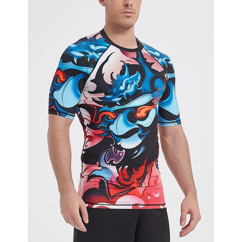 LAFROI CLY08D Men's Short-Sleeved Compression Shirt UPF 50+ Rash Guard,
