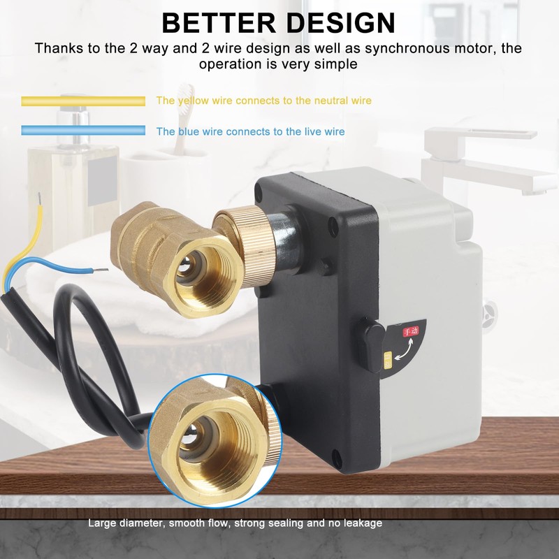 Nimomo DC 12V-24V 2-Way Motorized Ball Valve, DN15 1/2" Brass,