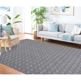 MARTHA STEWART x SAFAVIEH 5' x 7' Charcoal/Grey MSR402H Flatweave Cotton Living Room Dining Bedroom Area Rug