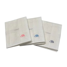 Kaya Fabric Dish Towel 3 Piece Set Cute Hedgehog Pattern Embroidery 3 Colors Made in Japan 11.8 x 11.8 inches (30 x 30 cm) Mosquito Net Dish Towel Kitchen Utensils Kitchen Utensils Kitchen Cloth