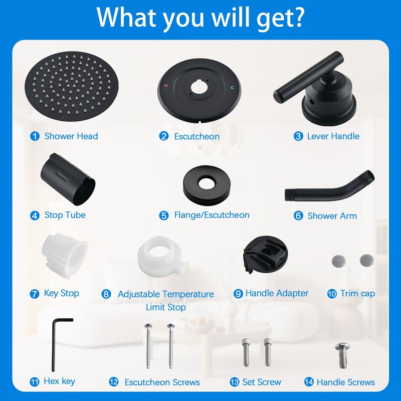Replacement for Moen Shower Faucet Trim Kit, 8" High Pressure