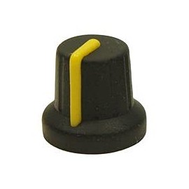Soft Touch Knob, Black/Yellow, 16mm, 1 Piece - MC72605S