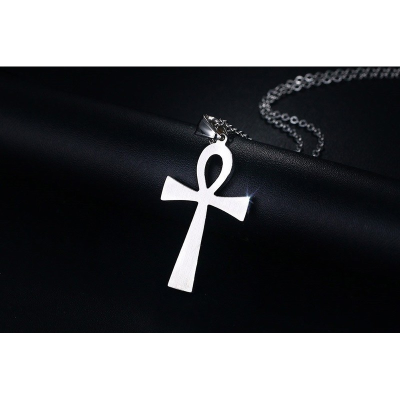 FPHNUY Men's Stainless Steel Coptic Anka Cross Religious Pendant Necklace,