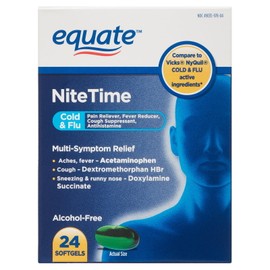 Equate NiteTime Cold & Flu Multi-Symptom Relief, 24 Count