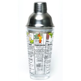 14 oz Recipe Glass Cocktail Shaker With Strainer Top - Includes 6 Cocktail Drink Recipes (Tequila Theme)