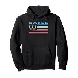 Vintage Sunset American Flag Cates, North Carolina Pullover Hoodie