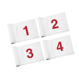 KINGTOP Numbered Golf Flag 8x6 Inch – Upgraded Double Layer 420D Nylon, Double Sided Printing, Tube Inserted – Mini Practice Putting Green Flags for Yard, White #1-4
