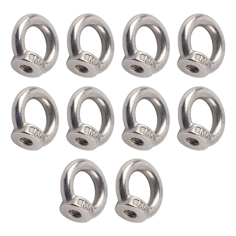 10Pcs Lifting Eye Nut Stainless Steel Ring Shape Fastener Tools