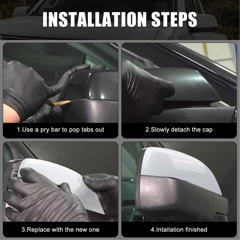 White Directly Replacement Side Mirror Covers Caps for 2015-2022 Chevy