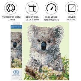DIAMOND DOTZ ® - Koala & Eucalypus Blossom, Partial Drill, Round Dotz, Diamond Painting Kits, Diamond Art Kits for Adults, Gem Art, Diamond Art, Diamond Dotz Kits, 16.1"x20.1"