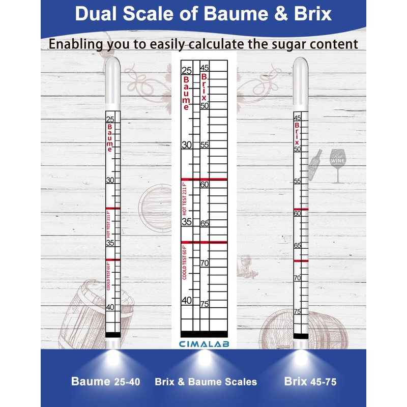CIMALAB Maple Syrup Hydrometer Test Cup Kit, Hydrometer for Maple