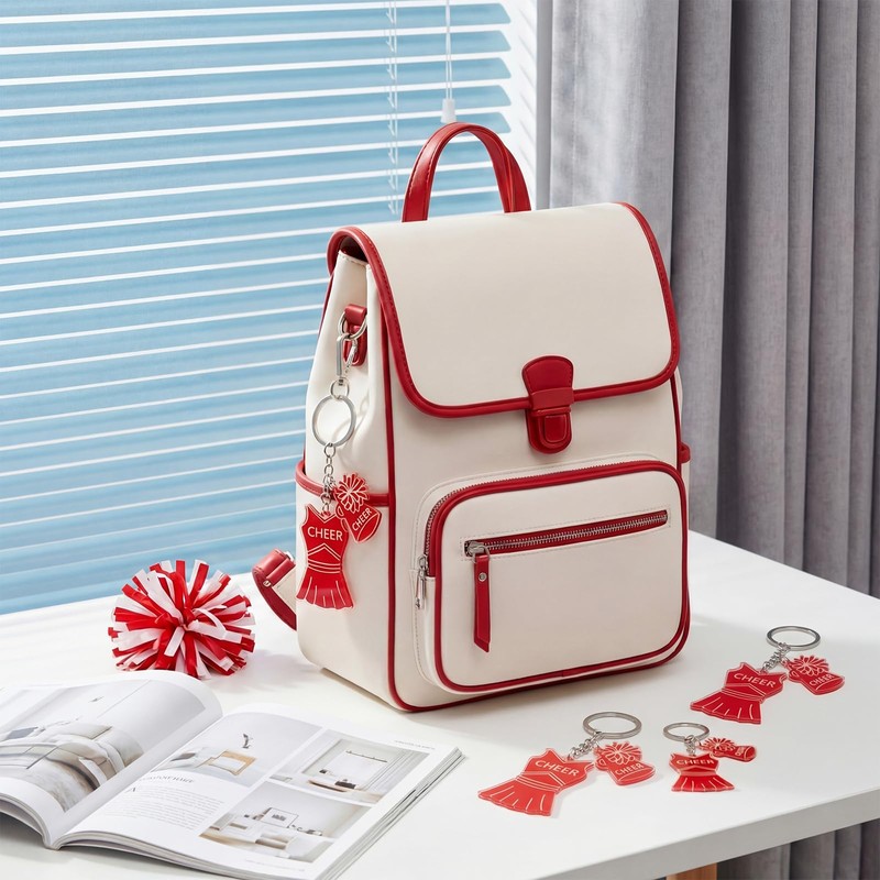 Kigeli 24 Pcs Cheer Keychain Bulk Acrylic Cheerleader Outfit &