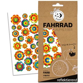 Flower Sticker Bicycle Reflector Colour Square Hippie Sticker Flower Power Retro Style 70s Pril Flowers Reflective Bicycle Sticker Outdoor Weatherproof Decor R0036