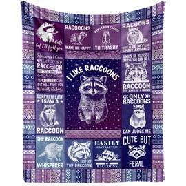 Homieblanket Raccoon Blanket for Boys Girls, Cute Raccoon Themed Design Printed Purple Throw Blankets for Kids Lap, Chair Sofa, Warm Soft Cozy Blanket, 40"x 50"