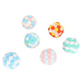 Fockety Multicoloured 6 Pieces Cat Ball Toy Teaser Toy Pet Cat Soft Plush Ball Cat Toy Ball Kitten Toy for Cat