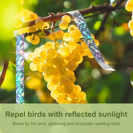 OFFO Bird Reflective Tape, 430 Feet x 1 Inch Dual-Sided Bird Reflective Tape Outdoor for Garden, Farm, Orchard or Courtyard