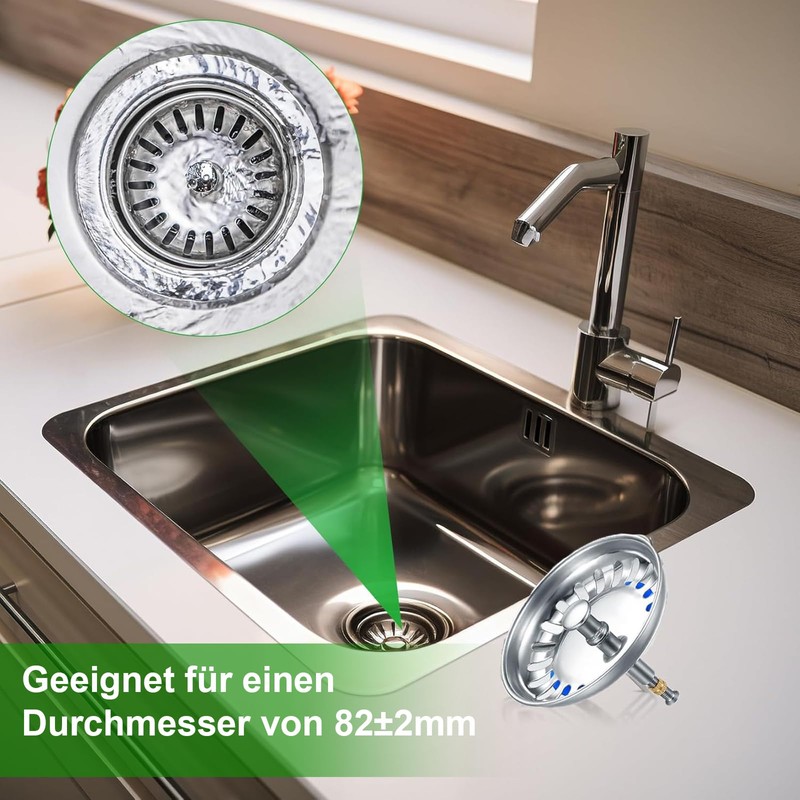 Soiftra Universal Drain Plug, 82 mm Sink Height Adjustable Drain