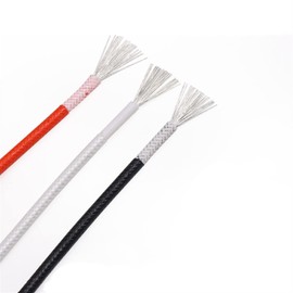 Pipe House High Temperature Carbon Warm Cable, 5M 0.3 0.5 0.75 1 2 4 6mm2, Insulated Heat-Resistant Cable, Copper Fiber Braided Silicone Rubber Wire Soil Electronics (Color : White, Size : Square 0.