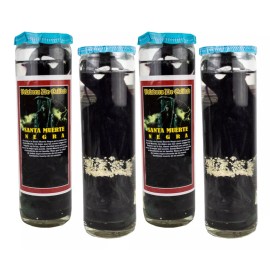 CEB 4 Veladoras Santa Muerte Negra De Gel Prep