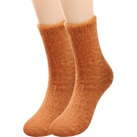 TINTAO Womens Fuzzy Wool Boots Socks,Thick Knit Vintage Winter Warm Cozy Casual Crew Socks,Slouch Calf socks Gifts,#L1009 (Mixed color 10)