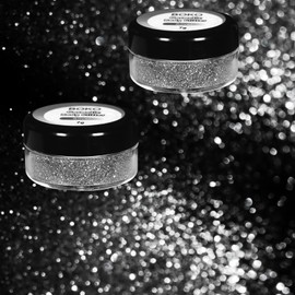 Boko Cosmetic Glitter 14g Ultra Fine Face Body Makeup Sparkling Glitter Powder for Eye Nail Festival Carnival Concert Party Rave Accessories with 20ml Primer Glue 1pcs Eyeshadow Brush - Silver