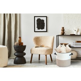 WAYIDEAL Cotton Rope Storage Basket with Lid & Wicker basket with Lid for Toys, Books, Multi-Purpose Storage Basket for Living Room,Christmas gifts. 14x13inches(Brown+White)