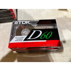 TDK Lot of 5 TDK D60 High Output Blank Audio Cassette Tapes IECI/Type I- NEW SEALED