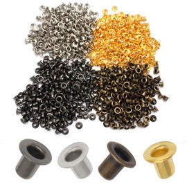 Litoexpe 1/8 Inch (3mm) ID Grommets Eyelets, 800 Pieces Metal Grommet Kit Hole Self Backing Eyelet for Repairing Canvas, Clothes, Leather (4 Colors)