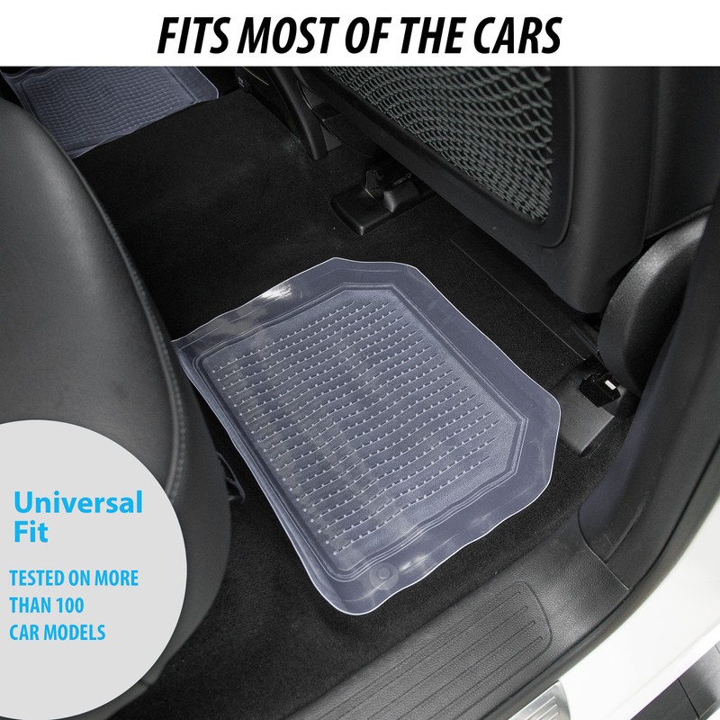 ZONETECH All Weather Full Rubber Clear Car Interior Floor Mats