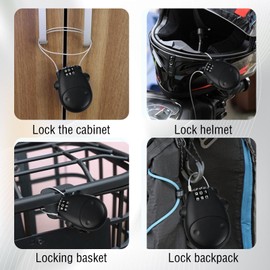Extendable Cable Lock, 75 cm Steel Cable Luggage Lock, Combination Lock Padlock with 3 Combination Discs, Travel Lock Security Lock for Luggage, Suitcase, Bicycles, Pushchair, Backpack, Black