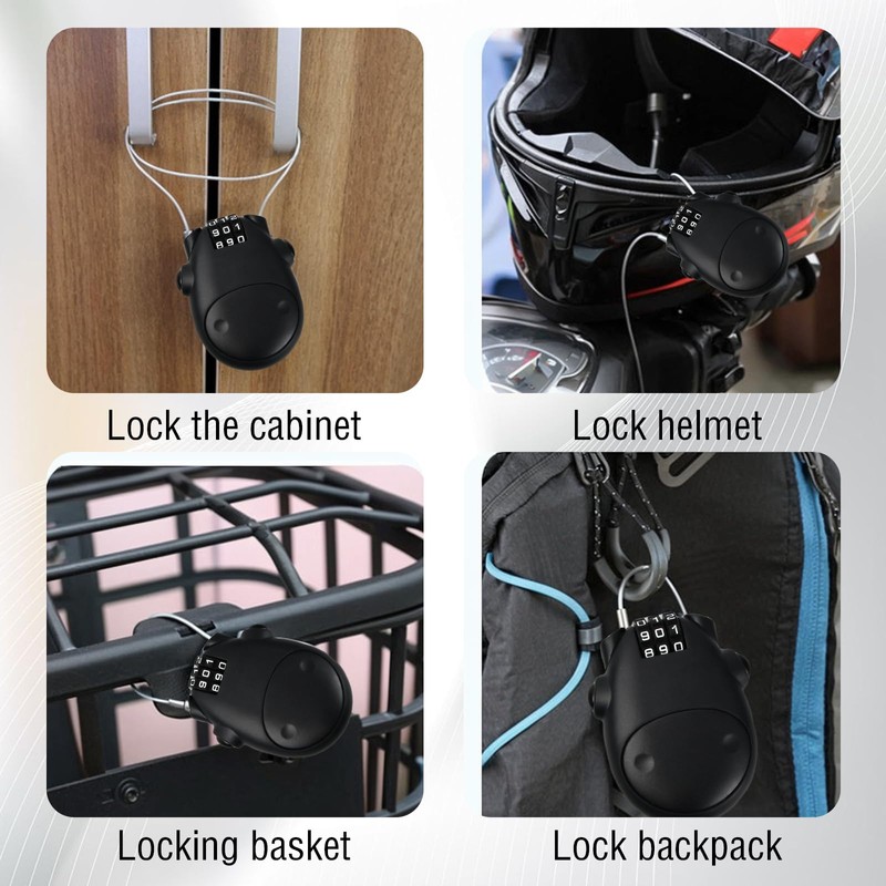 Extendable Cable Lock, 75 cm Steel Cable Luggage Lock, Combination