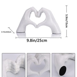 LCCCK Glitter Heart Hands Sculpture Knick Knacks Home Decor, White Heart Hands Couples Bedroom Decor Love Sign, Modern Coffee Table Centerpiece&Desk Decor Aesthetic - Side Table Decor Bracelet Holder