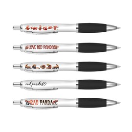 DV DESIGN 5 x Red Panda Pens - Lesser Bear Cub Animal Funny Cartoon Stationary School Equipment Fan Teacher Friend Girls Boys Birthday Set #81282
