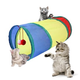 Rainbow Cat Tunnels with Interactive Ball Indoors Cat Play Tunnel for Indoor Outdoor, Cat Tunnel Large Cat Toy Kitten Kitty Rabbt (2 Way)