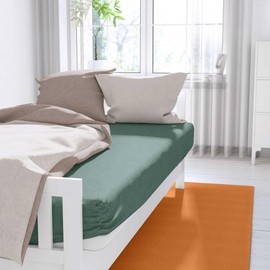 sleepling Flannelette Fitted Sheet Melange, Flannelette Fitted Sheet, Made in Germany, Mattresses up to 23 cm Height, Elasticated Edge, Ökotex, Washable at 60 Degrees, 90 x 200 cm, Sage Green Mottled