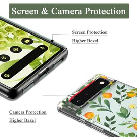 Unov Pixel 6 Case Clear with Design Soft TPU Shock Absorption Slim Embossed Pattern Protective Back Cover for Pixel 6 5G 6.4 inch (Citrus Flavors)