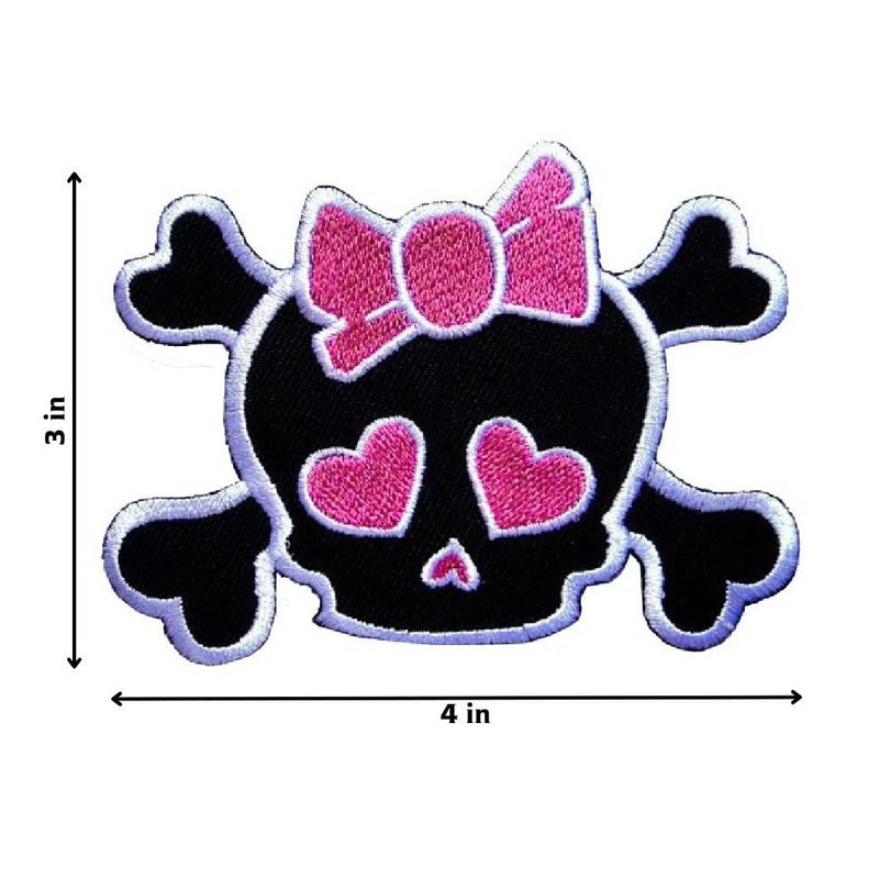 Graphic Dust Pink Crossbones Skull Embroidered Iron on Patch Jacket