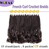 WOKAA French Curly Braiding Hair Prelooped 12 Inch Dark Brown