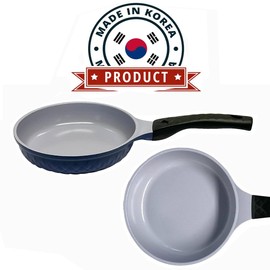 8" Ceramic Coating Interior and Exterior Cooking Frying Pan, Made In Korea