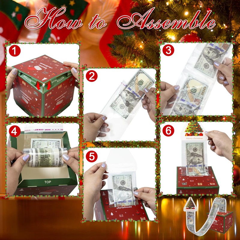 FERGONO 5 Pack Money Box for Cash Gift Pull, Merry