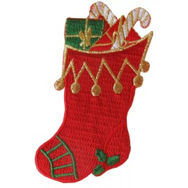 Unbranded #3161 3 3/4" Christmas Stocking Embroidery Iron On Applique Patch