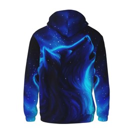 NiuKom Galaxy Wolf Hoodies For Men Funny 3d Print Graphic Sweatshirt Unisex Pullover With Big Pocketslarge