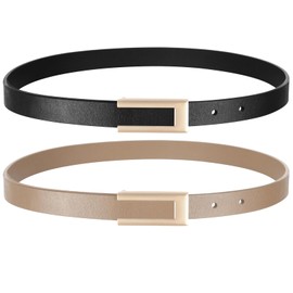 TOURZOO Genuine Leather Belts for Women Skinny Waist Belt for Dresses Jeans Pants with Gold Buckle