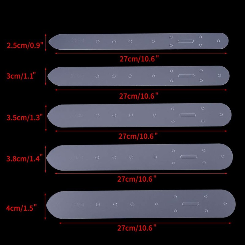 HilBeliFU 5Pcs Belt Templates Set, Translucent Belt Punching Template, PVC