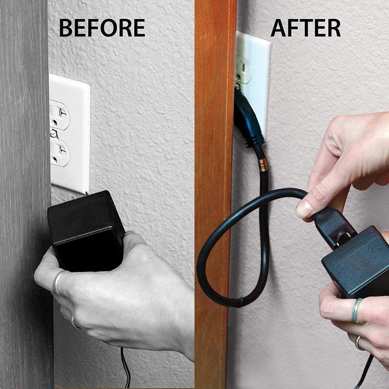 FIRMERST 1875W Low Profile 1Ft Extension Cord 14 AWG Black