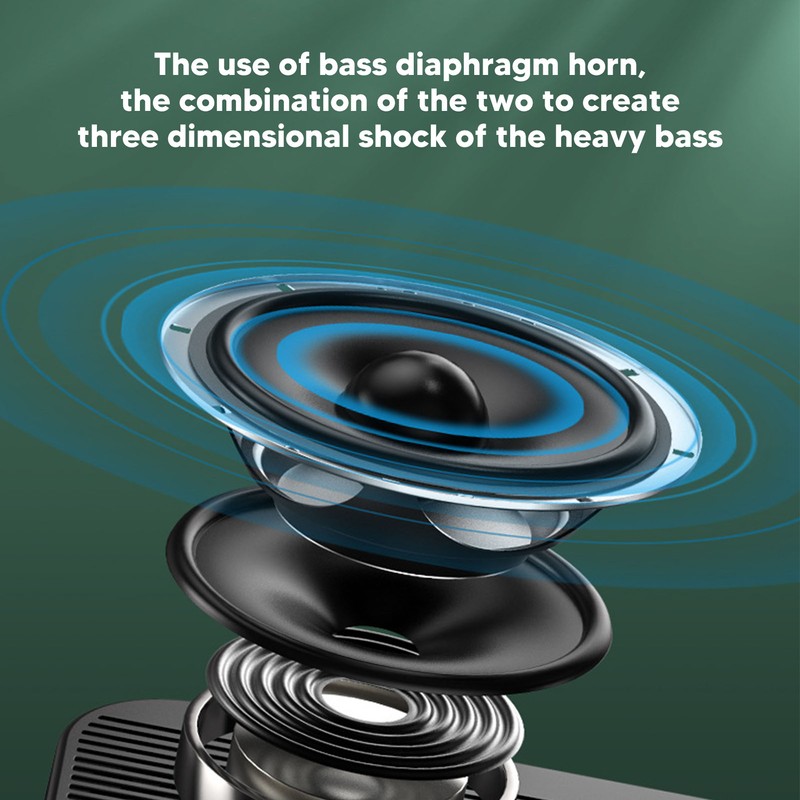 Mini Bluetooth Speaker Heavy Bass Dual Alarm Clock Portable Wireless